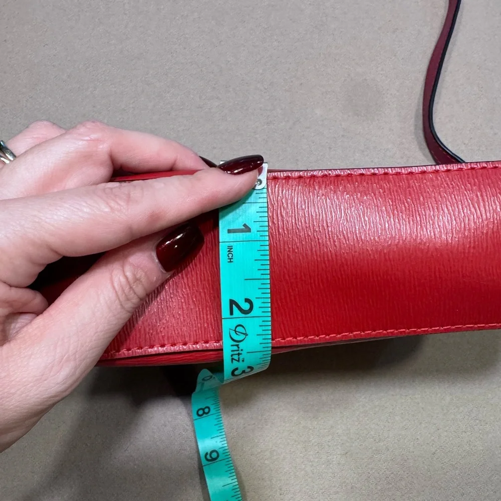 DKNY Sutton Red Leather Bryant Flap Crossbody
